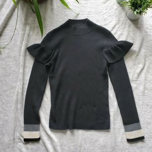 Cynthia Rowley Black Wool Mock Neck Sweater